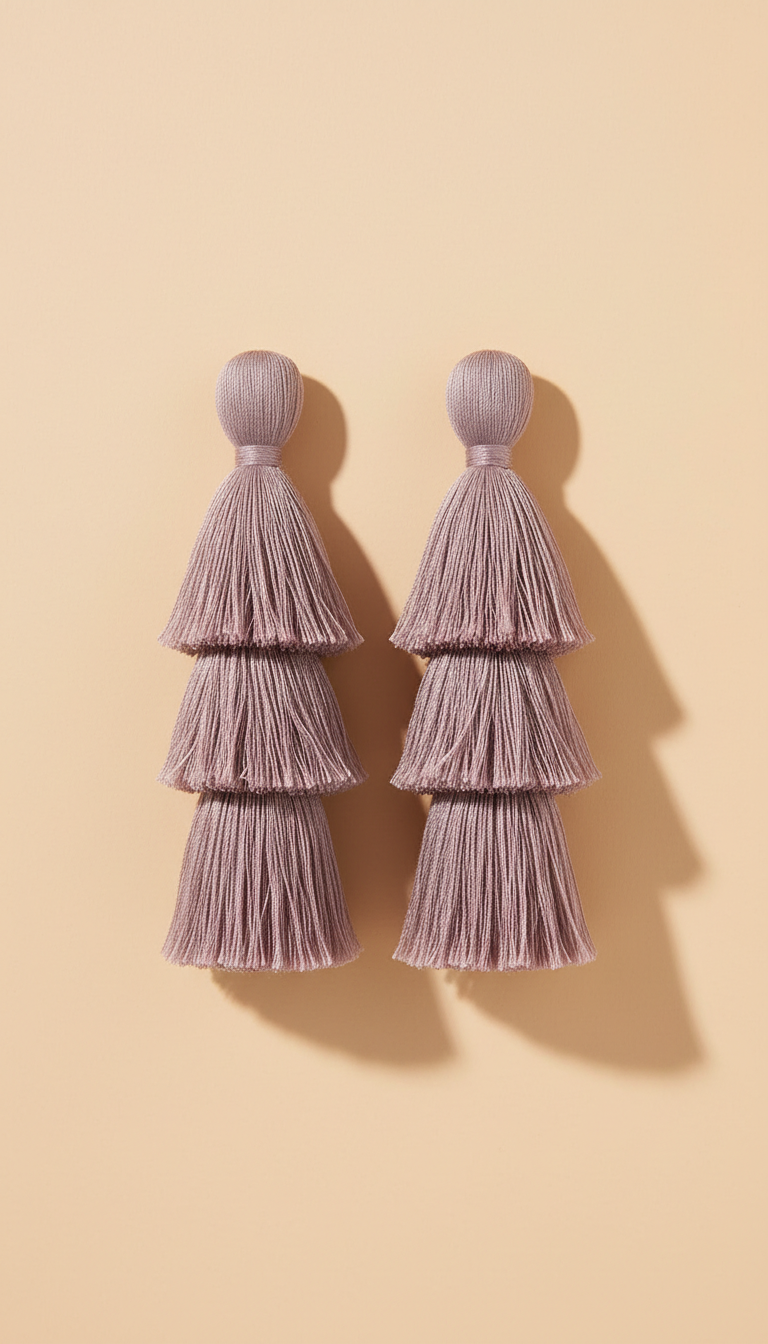 Tassel earrings in petal mauve