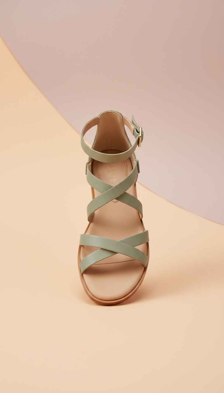 Strappy sandals in sage dust